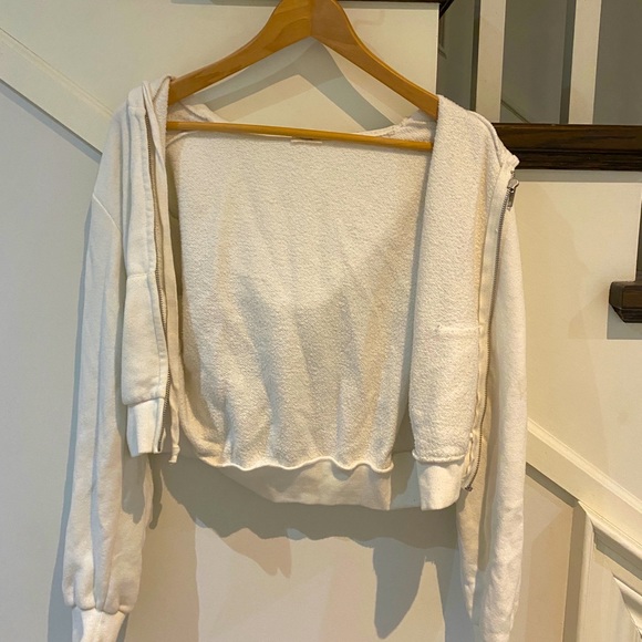 Brandy Melville White Cropped Hoodie - Picture 1 of 3